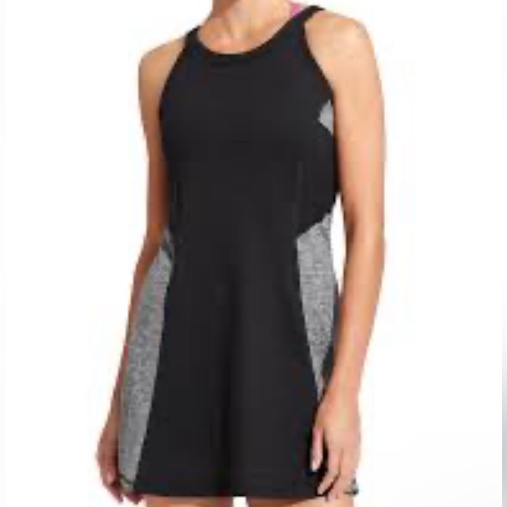 Athleta Running Wild Tennis Dress W/ Black & Grey Mesh Panel